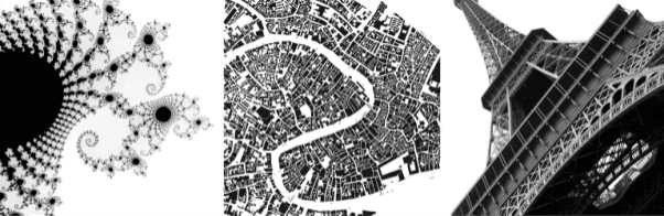 Imagen de una estructura espacial con un patrón fractal que se asemeja al plano de una ciudad (dividida en manzanas y dentro en parcelas) o a estructuras urbanas micro como la Torre Eiffel. Fuente